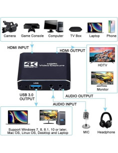 Tarjeta de Captura BUBUCAM 4K HDMI 1080p 60fps para Video 2