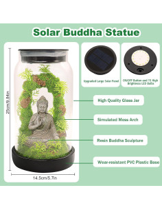Estatua de Buda Solar Yulloyello 24.99 cm con 15 LED para Jardín 2