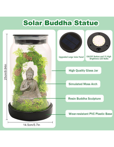 Estatua de Buda Solar Yulloyello 24.99 cm con 15 LED para Jardín