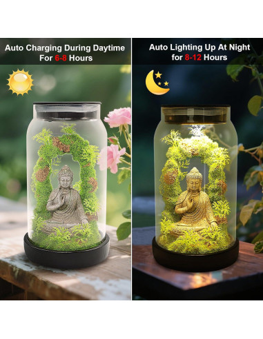 Estatua de Buda Solar Yulloyello 24.99 cm con 15 LED para Jardín