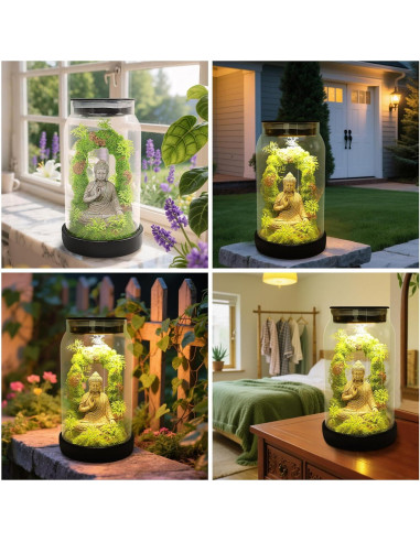 Estatua de Buda Solar Yulloyello 24.99 cm con 15 LED para Jardín