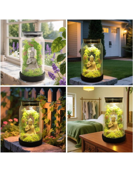 Estatua de Buda Solar Yulloyello 24.99 cm con 15 LED para Jardín