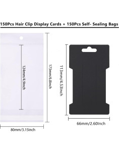 Juego 150 Tarjetas Exhibición Clips Cabello CeeDa Negro 2