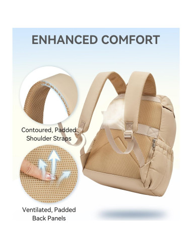 Mochila Puffer BOSTANTEN para Mujeres 15.6" Acolchada Caqui