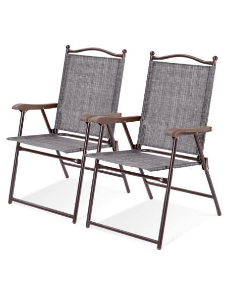 Conjunto de 2 Sillas Plegables de Patio Tangkula Gris