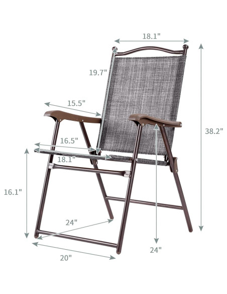 Conjunto de 2 Sillas Plegables de Patio Tangkula Gris