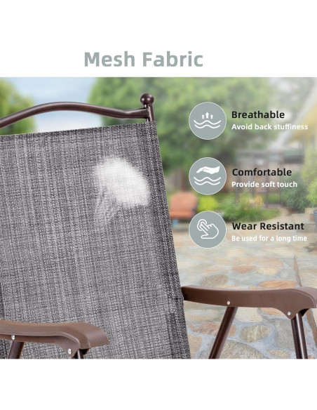 Conjunto de 2 Sillas Plegables de Patio Tangkula Gris