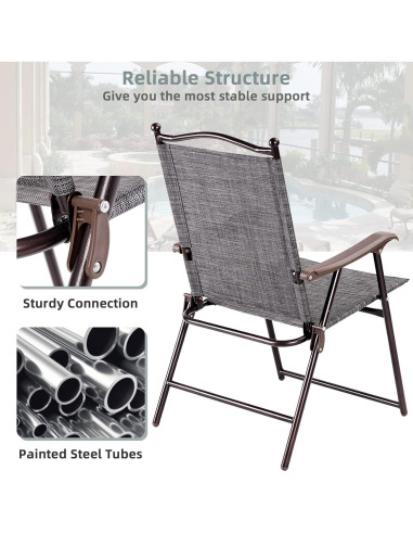 Conjunto de 2 Sillas Plegables de Patio Tangkula Gris