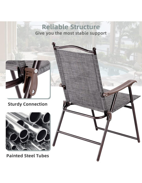 Conjunto de 2 Sillas Plegables de Patio Tangkula Gris