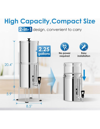 Sistema de Filtro de Agua por Gravedad Waterdrop 8 Filtros 8.5L