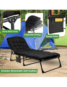 Cama Plegable con Colchón Wakeman para Adultos 200kg Negra 2