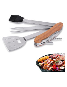 Herramienta Multi BBQ 5 en 1 Esie Houzie Plegable Acero Inoxidable