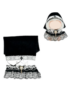 Ropa para Muñeca Labubu - Vestido Negro 15-17cm con Chal