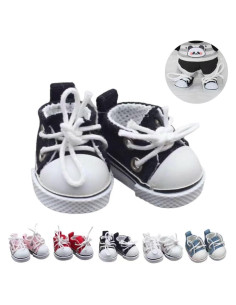 Mini zapatos de muñeca Labubu negros - Zapatillas de lona 8.9x5.1cm