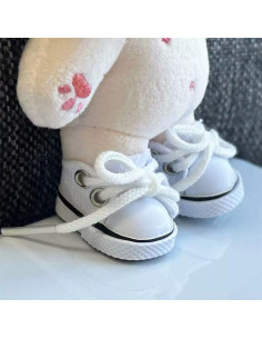 Mini zapatos de muñeca Labubu negros - Zapatillas de lona 8.9x5.1cm 2
