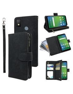 Funda de billetera Dibosom para Cricket Icon 4, cuero negro