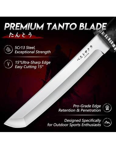 Cuchillo Tanto Moontay 21.3cm Acero Inoxidable con Funda