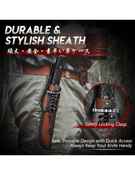 Cuchillo Tanto Moontay 21.3cm Acero Inoxidable con Funda