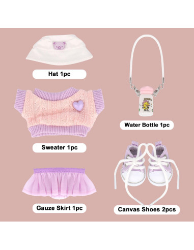 Conjunto de Ropa para Muñeca de Peluche BOXOB 5 Piezas Kawaii