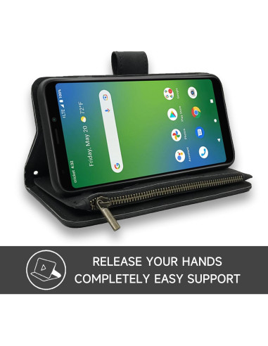 Funda de billetera Dibosom para Cricket Icon 4, cuero negro