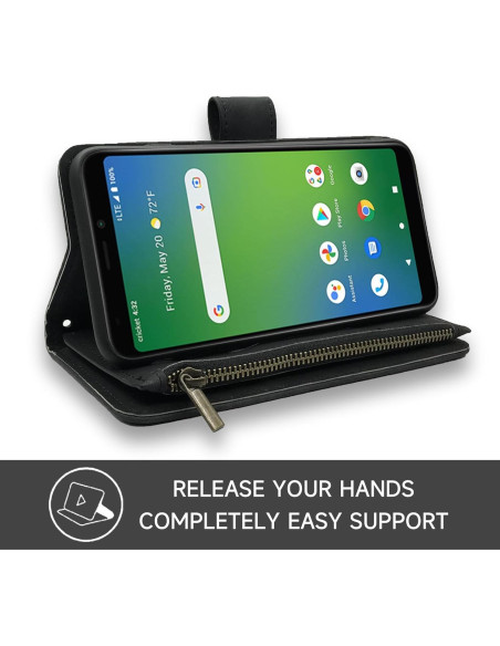 Funda de billetera Dibosom para Cricket Icon 4, cuero negro