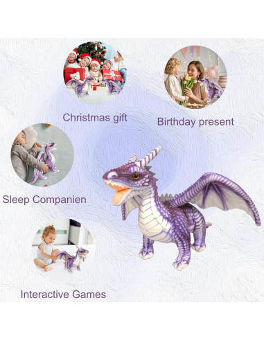 Juguete de Peluche Dragón Gotikle 41.91 cm Color Púrpura