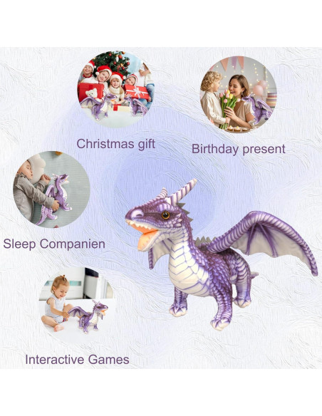Juguete de Peluche Dragón Gotikle 41.91 cm Color Púrpura
