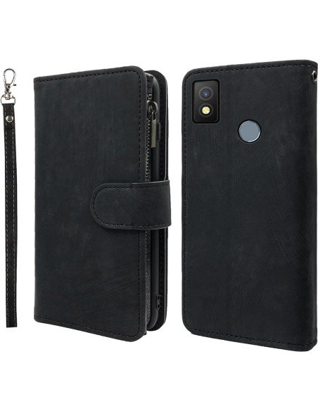 Funda de billetera Dibosom para Cricket Icon 4, cuero negro