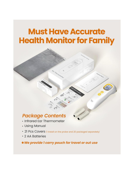 Termómetro de oído Femometer Family ET107, 1s rápido, 32 memorias