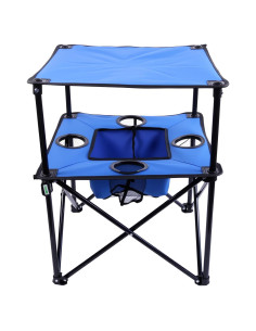 Mesa de Camping Plegable NiuXTool 2 Niveles con Portavasos
