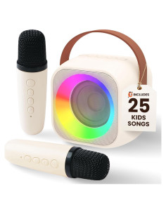 Mini Máquina de Karaoke Two3Sevens Beige con 25 Canciones