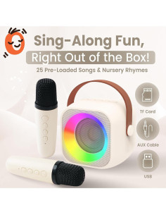 Mini Máquina de Karaoke Two3Sevens Beige con 25 Canciones 2