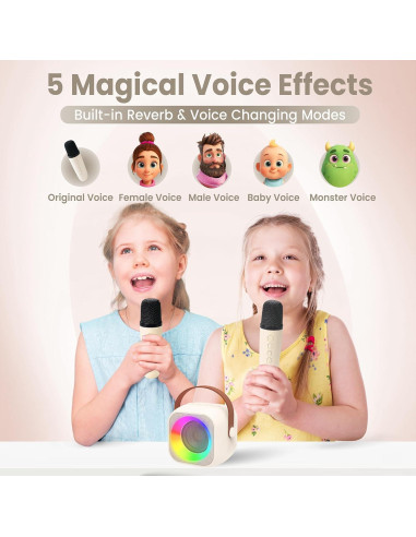 Mini Máquina de Karaoke Two3Sevens Beige con 25 Canciones