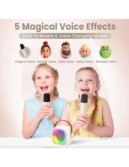 Mini Máquina de Karaoke Two3Sevens Beige con 25 Canciones