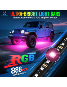 Barra de Luz LED RGB MICTUNING U8 con Control Remoto Doble - 8 Piezas 2