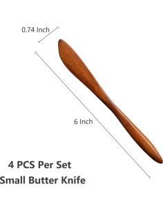 Cuchillos de Mantequilla de Madera Asanta 4 Pcs 15 cm 2