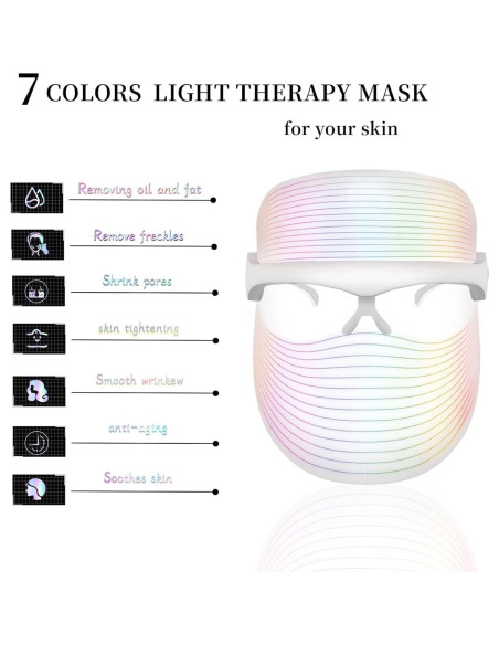 Máscara de Luz LED Facial Jienengkeji, 7 Colores, Cuidado Piel