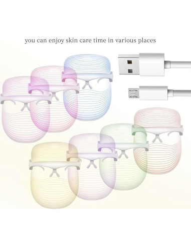 Máscara de Luz LED Facial Jienengkeji, 7 Colores, Cuidado Piel