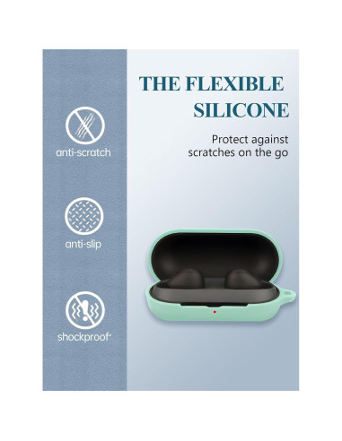 Funda de silicona WUNIAK para auriculares Sony WF-C700N verde menta