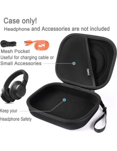 Funda Dura RAIACE para Auriculares JBL Tune 710BT y más - Negro 2