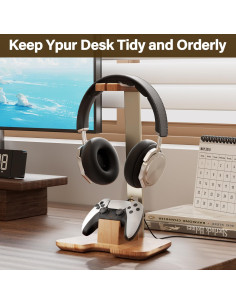 Soporte para Controlador y Auriculares CUIWHRL Madera Dorada 2