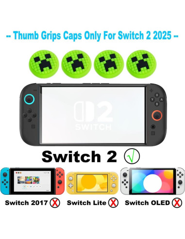 Tapas de agarre para pulgar Sunmike para Nintendo Switch 2 Verde