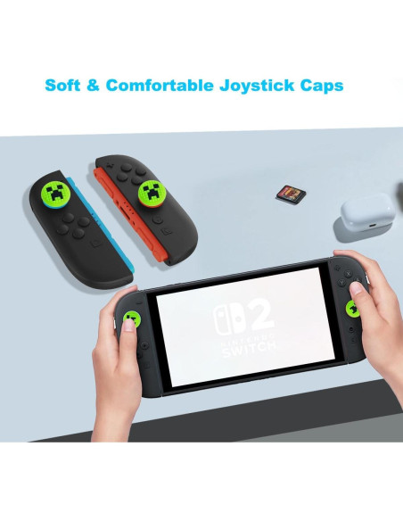 Tapas de agarre para pulgar Sunmike para Nintendo Switch 2 Verde Tapas de agarre para pulgar Sunmike para Nintendo Switch 2 Verde