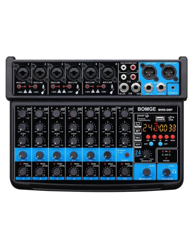 Mezclador de audio BOMGE 8 canales con Bluetooth y USB