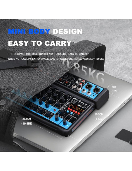 Mezclador de audio BOMGE 8 canales con Bluetooth y USB