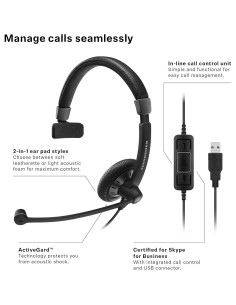 Auricular Sennheiser SC 40 USB MS con Micrófono y Cancelación de Ruido 2
