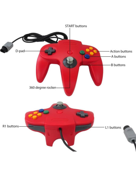 Controlador Clásico con Cable para Nintendo 64 - 2 Paquetes
