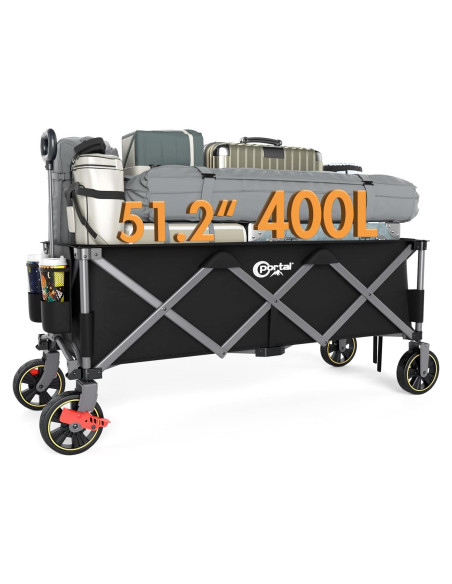 Carro Plegable Portal 51.2" con Frenos y Red de Carga