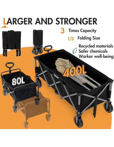 Carro Plegable Portal 51.2" con Frenos y Red de Carga