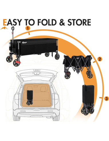 Carro Plegable Portal 51.2" con Frenos y Red de Carga